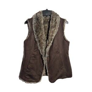 Crosby Faux Suede & Faux Fur Trimmed Vest - Brown